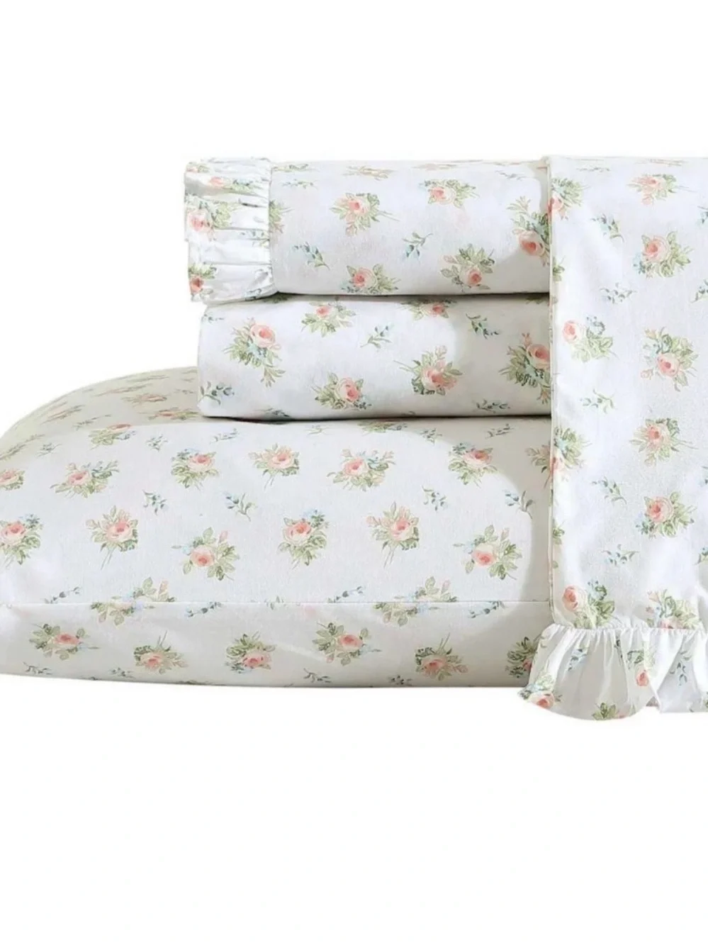 Laura Ashley Orange Floral Ruffled Victoria Pillowcase Set  ~ Cottage Chic